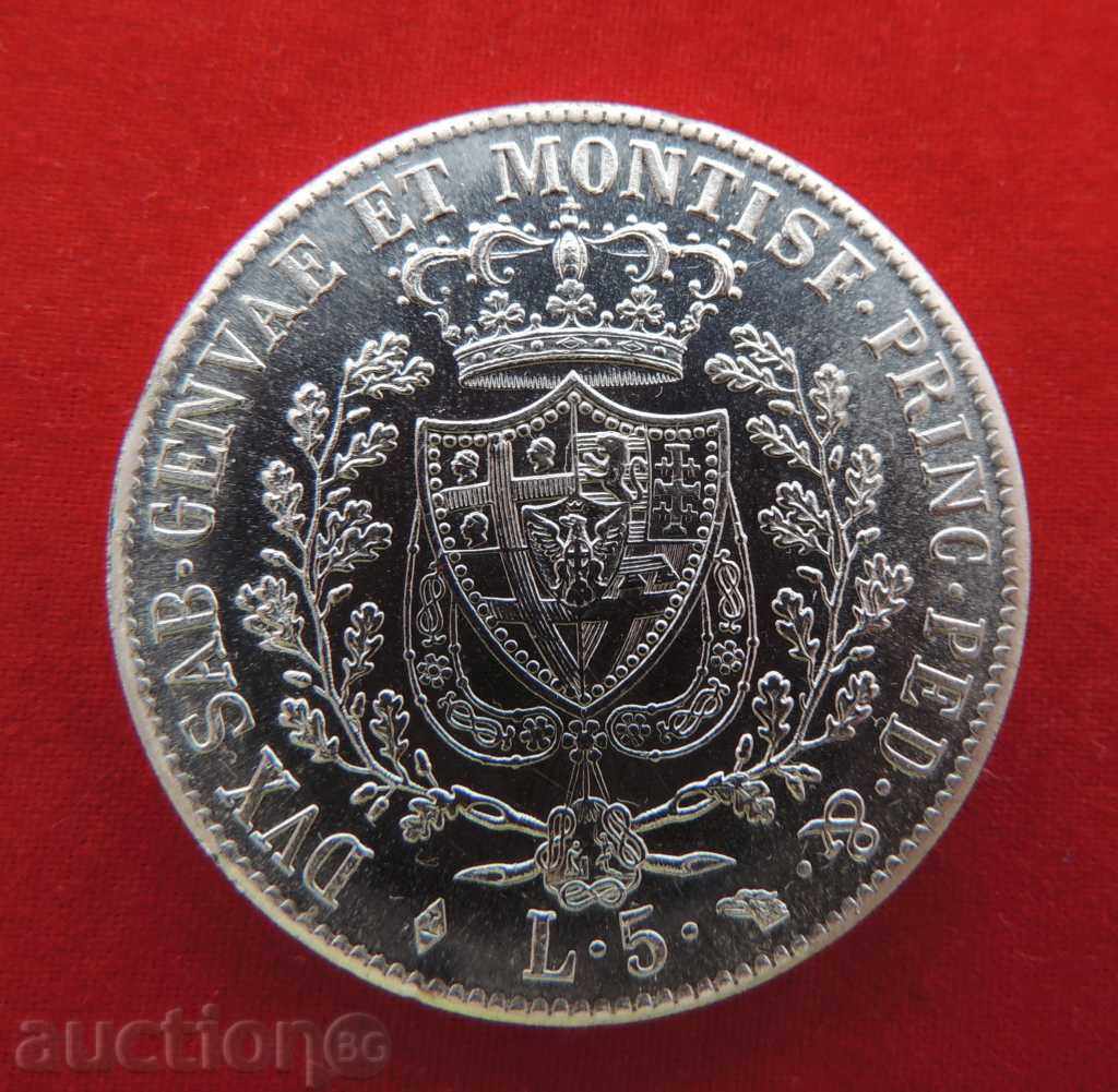 5 Lire 1821 L Italy - Replica - 5 Lire 1821 L Italy - Replica -