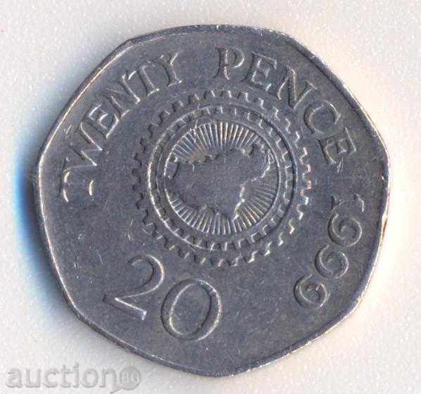 Guernsey Island 20 pence 1999