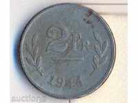 Белгия 2 франка 1944 година, стоманеноцинкова монета