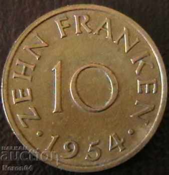 Auction  10 Franc 1954, Saarland