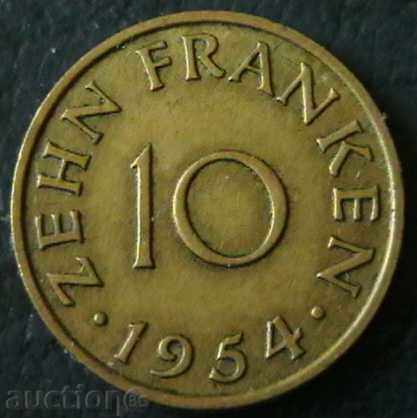 10 Franc 1954, Saarland