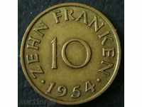 10 Franc 1954, Saarland