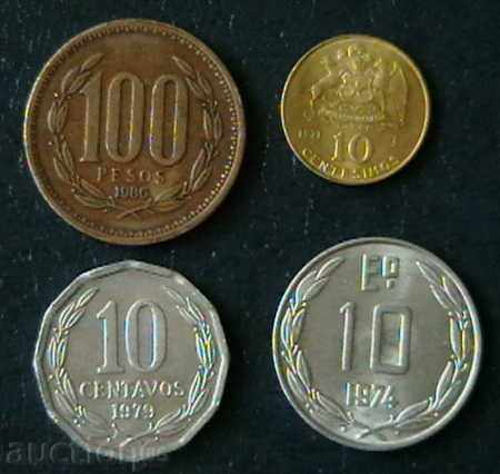 Lot of 4 Coins 1971-1986, Chile