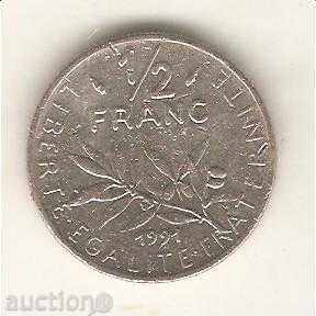 +Франция  1/2  франк  1991 г.