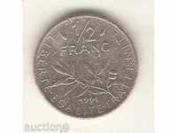+Франция  1/2  франк  1991 г.