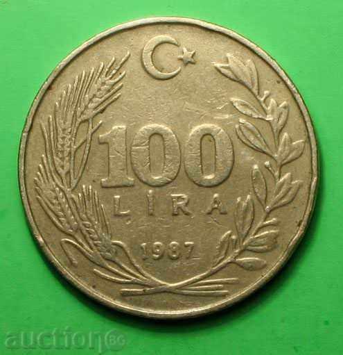 100  лири Турция  1987