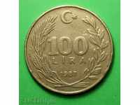 100 liras Turcia 1987