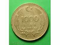 1000 liras Turcia 1990