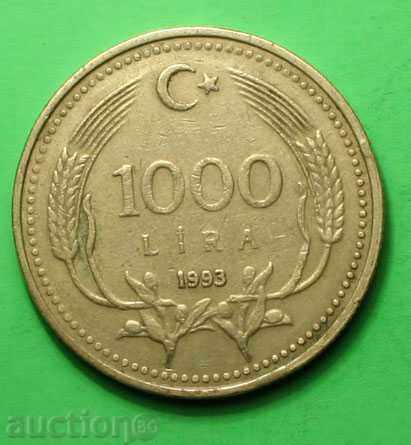 1000 liras Turcia 1993