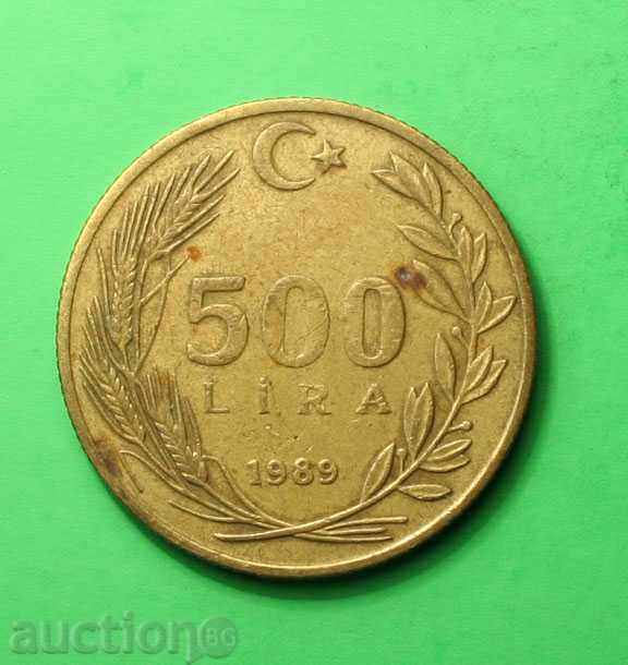 500 liras Turcia 1989