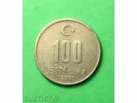 100 λίρες Τουρκίας 2001