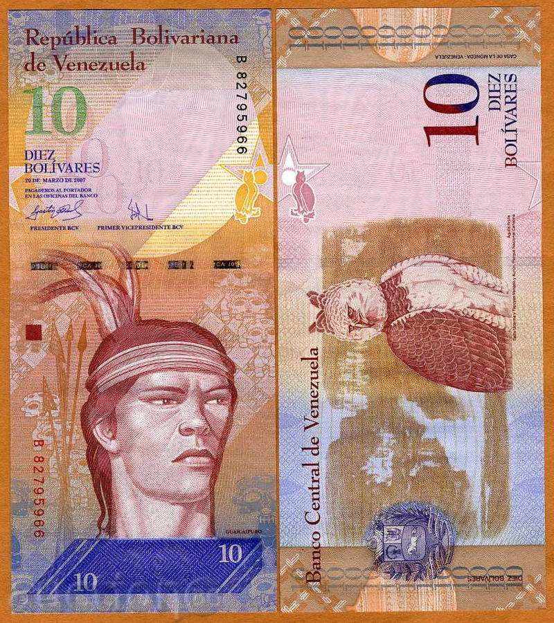 ZORBA AUCTIONS VENEZUELA 10 BOLIVARA 2007 UNC