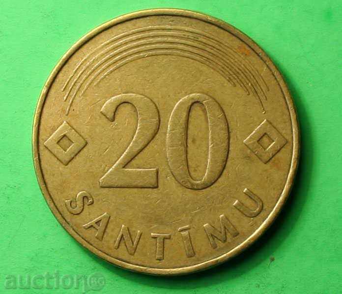 20 centimes 1992 Λετονία