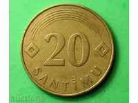 20 centime 1992 Letonia