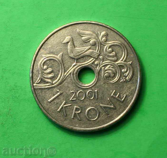 1 krona Norway 2001