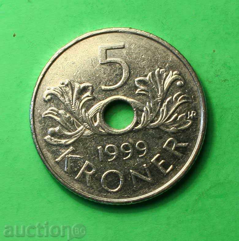 5 coroane 1999 Norvegia