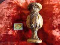 Vase candlestick, threaded hand-heavy wood 225 mm high.
