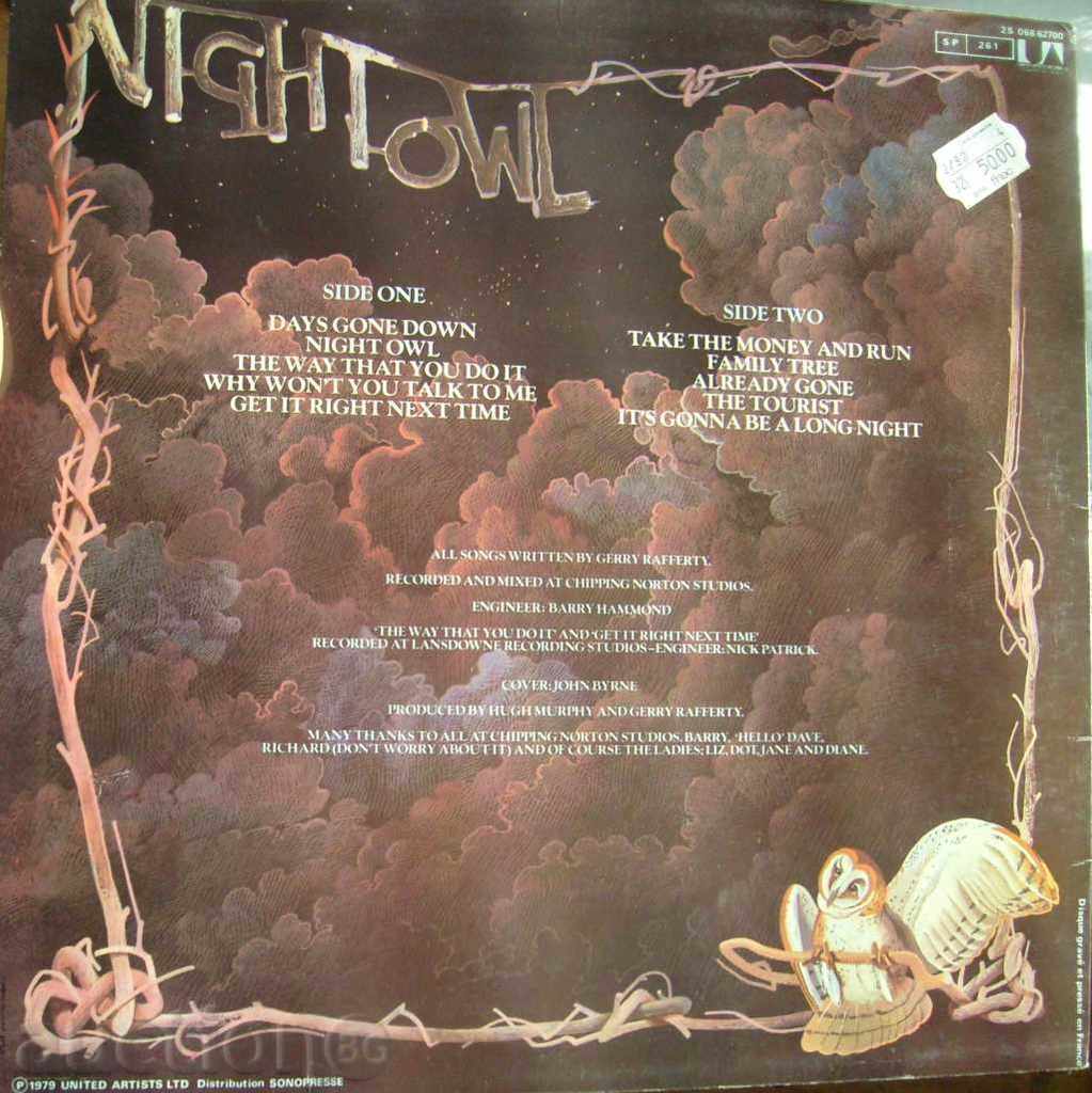 Jerry Rafferty - Night Bird / Night Owl with price 160.00 BGN | € 81.81 Jerry Rafferty - Night Bird / Night Owl with price 160.00 BGN | € 81.81