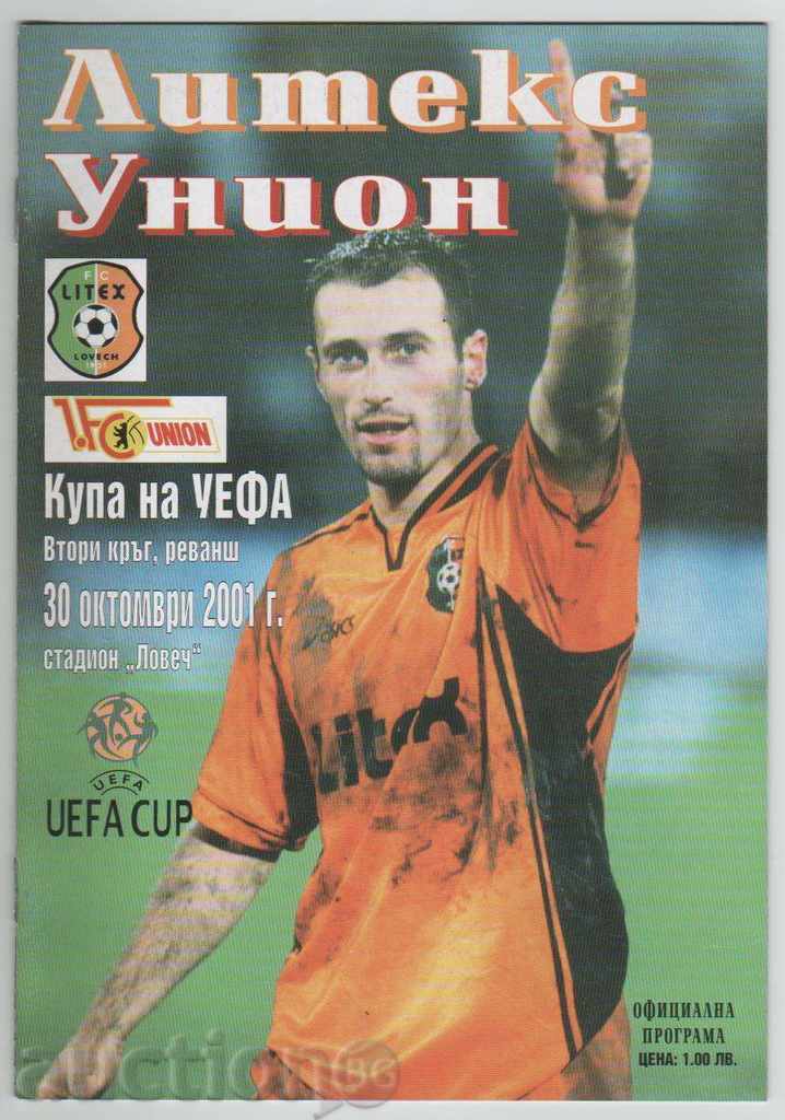 Football program Litex-Union Berlin 2001 UEFA Football program Litex-Union Berlin 2001 UEFA