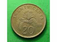20 цента  Сингапур 1986