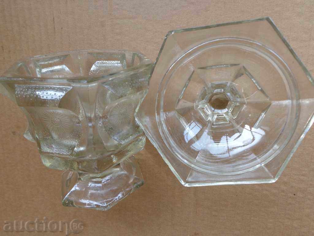 Аукцион Стара стъклена захарница, бонбониера Аукцион Стара стъклена захарница, бонбониера