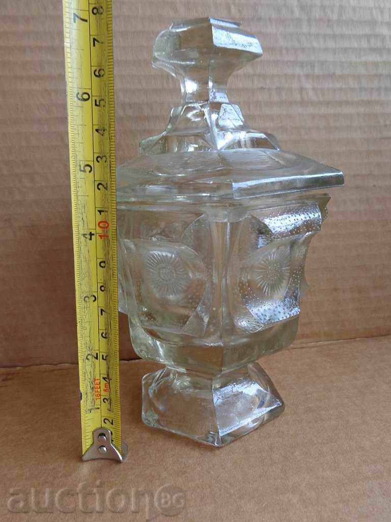 Стара стъклена захарница, бонбониера - 5 Стара стъклена захарница, бонбониера - 5