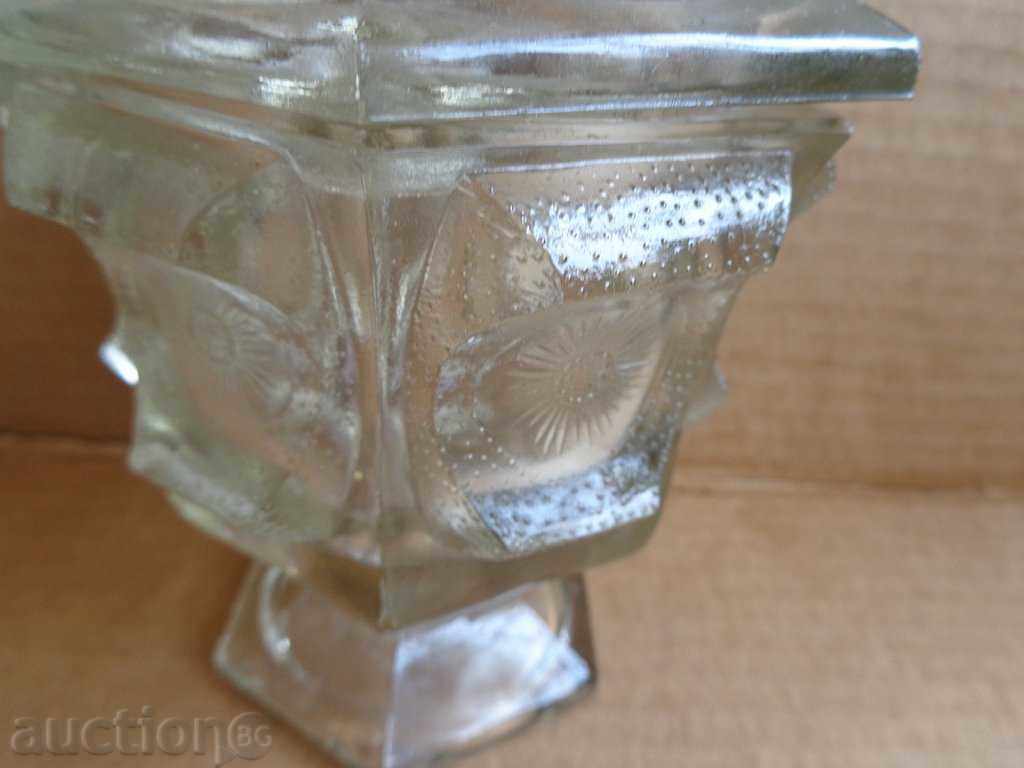 Стара стъклена захарница, бонбониера - 7 Стара стъклена захарница, бонбониера - 7