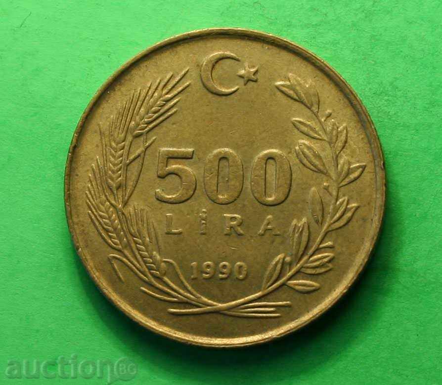 500 λίρες Τουρκίας το 1990