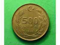 500 λίρες Τουρκίας το 1990