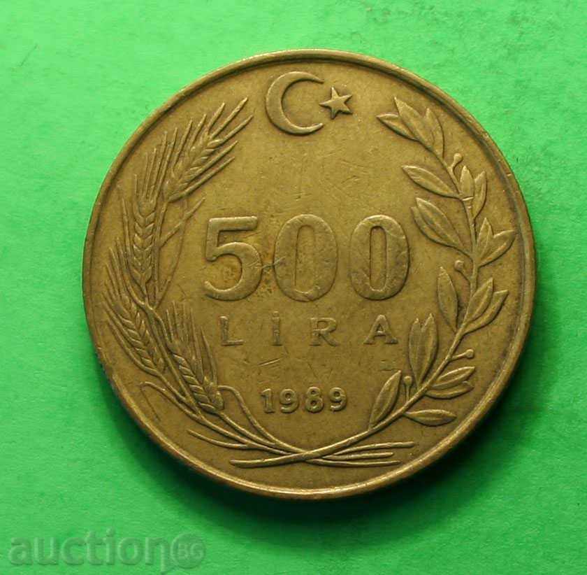500 liras Turcia 1989
