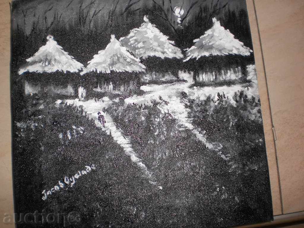 Auction  African village-oil painting-series-9