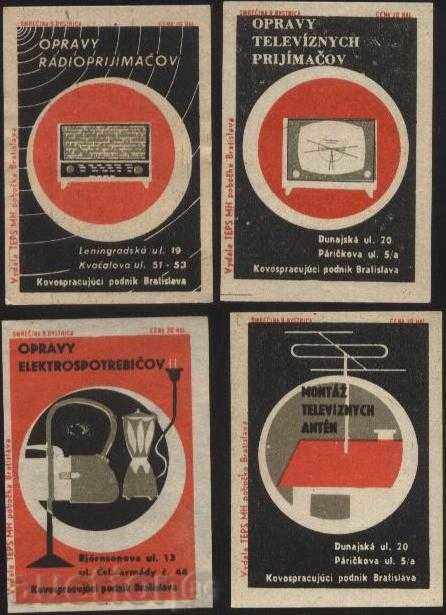 4 match labels from the Czechoslovak Lot 1012