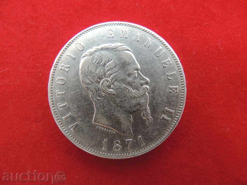 5 лири 1871 M Италия сребро КАЧЕСТВО- NO MADE IN CHINA с цена € 69.95 | 136.81 лв.