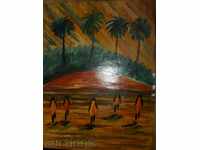 On a beach in Africa-painting oil