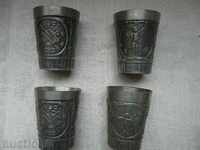 4 pcs of tin tin cups