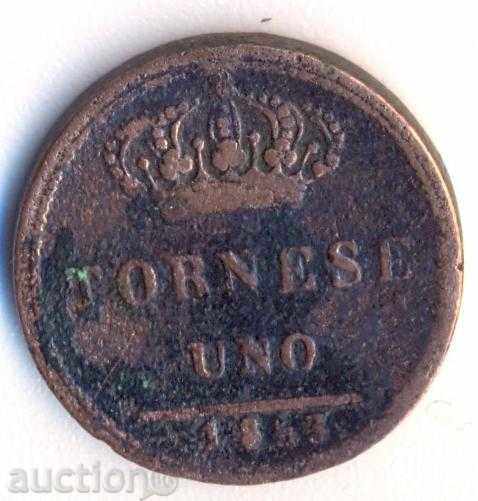 Σικελία 1 tornesi 1853