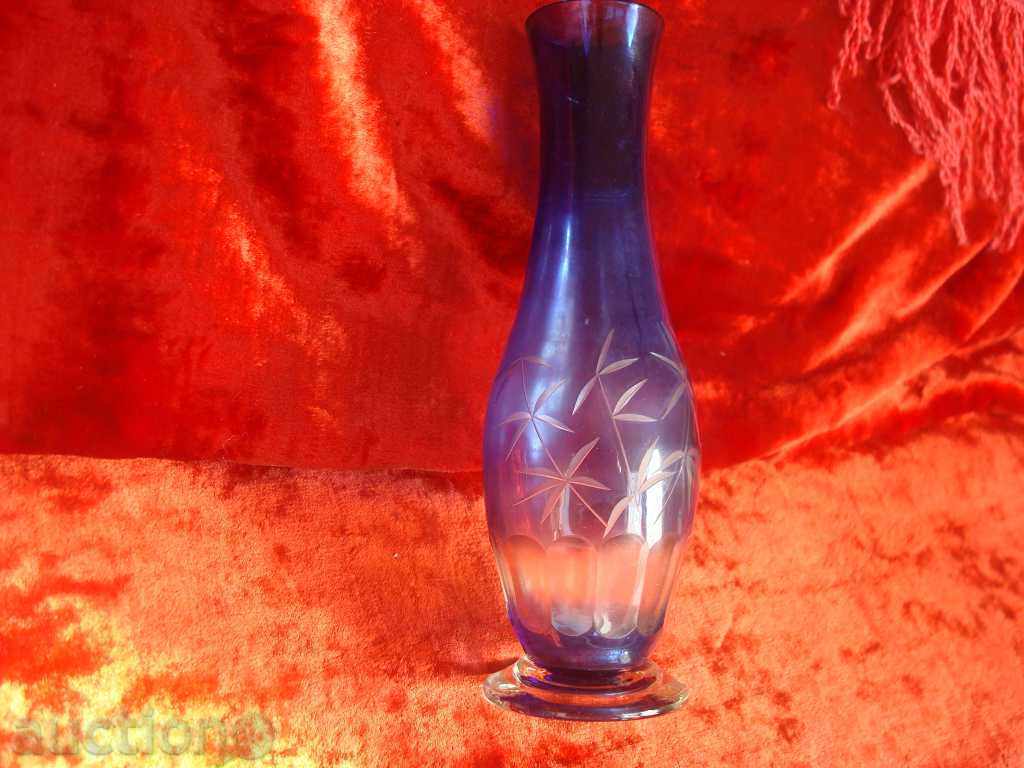 Vase crystal marijuana color, ital glass "MURANO" p170x55mm.