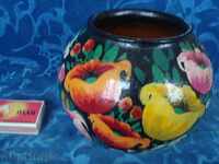 Vaza cu ceramica pictata colorata, marime grea 130x120mm.