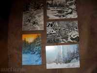 A Lot of 5 New Year Postcards with Winter Landscapes