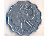 Swaziland 20 cents 1974