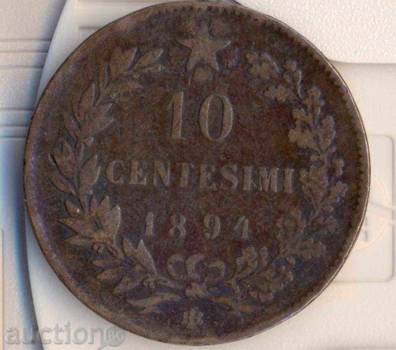 Италия 10 чентизими 1894BI