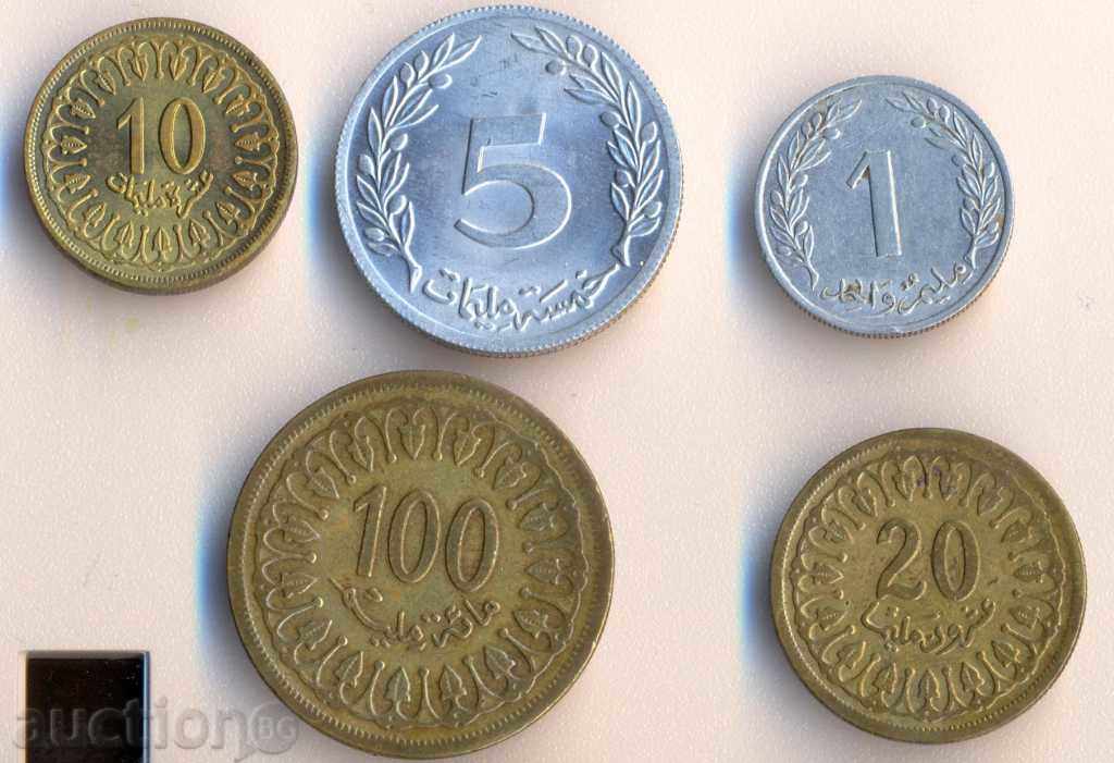 Тунис лот от 5 монети