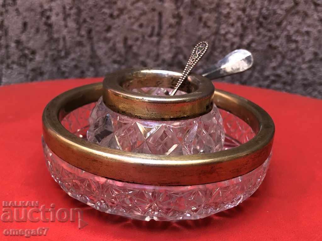 Κρυστάλλινο και ασημένιο σερβίρισμα μαύρου χαβιαριού - ΕΣΣΔ