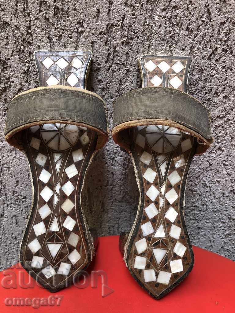 RITUAL WOODEN CLOGS/MOTHER-OF-PEARL/SILVER FILIGREE WIRE, GOLD THREAD with price € 230.00 | 449.84 BGN