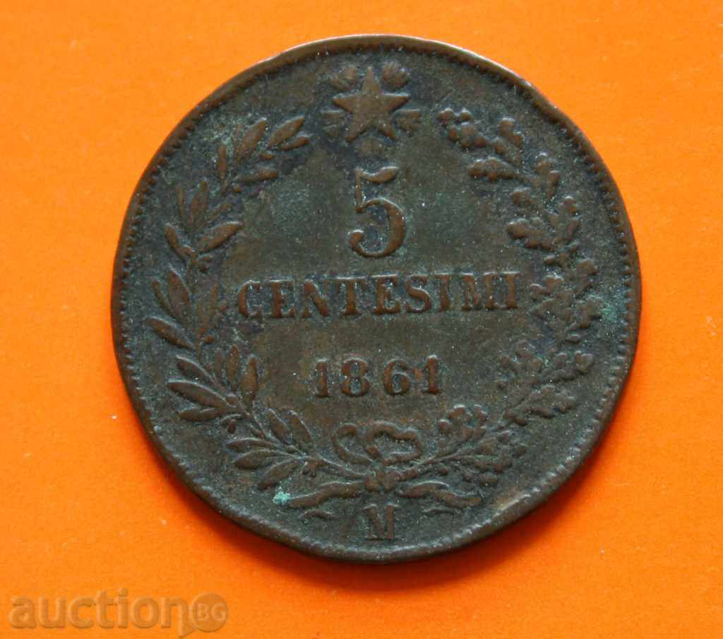 5  сантима  1861 М  - Италия