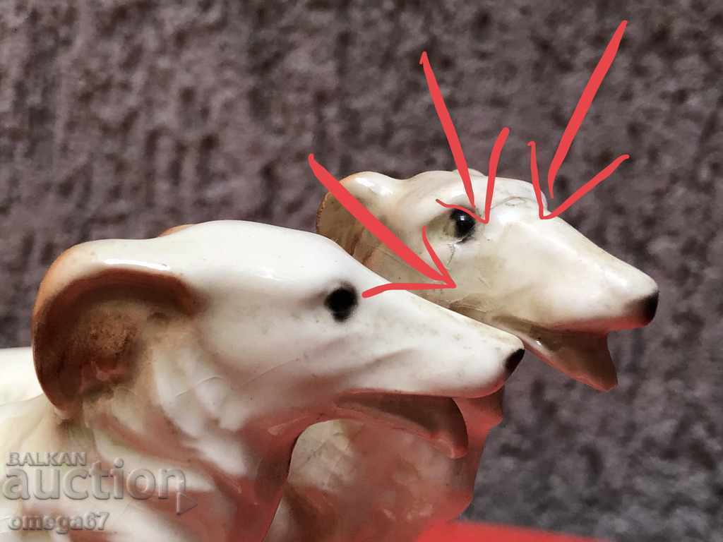Figurină de porțelan, compoziție ogari Borzoi - 6 Figurină de porțelan, compoziție ogari Borzoi - 6