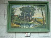 Old painting, oil in "GREEN" - in a wooden frame, size 740x540mm