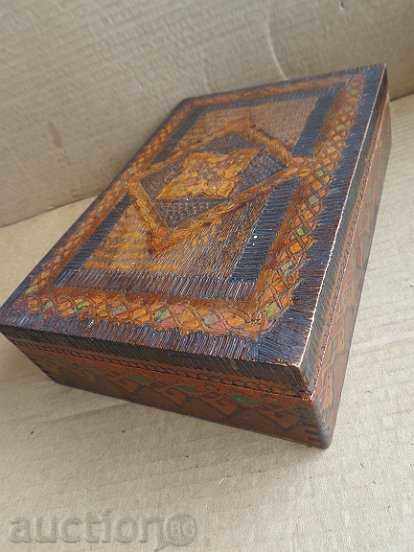Auction Old wooden pyrographic box Auction Old wooden pyrographic box