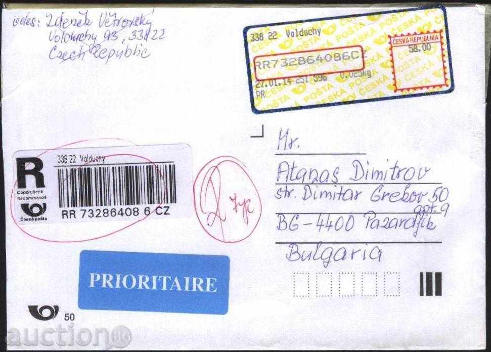Traveled envelope - a registered letter from the Czech Republic