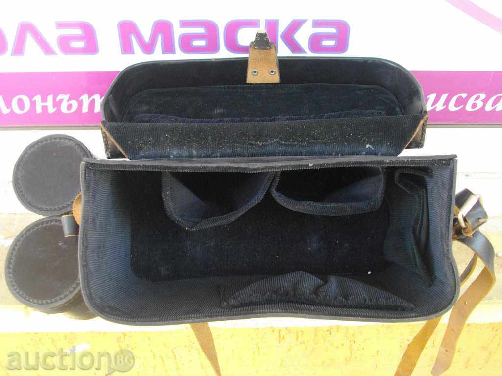 Чанта кожена за фотоапарат с два калъфа за фотообективи - 5 Чанта кожена за фотоапарат с два калъфа за фотообективи - 5